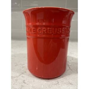 Le Creuset CARMIN 1L Stoneware Utensil Crock Holder Orange / Red New